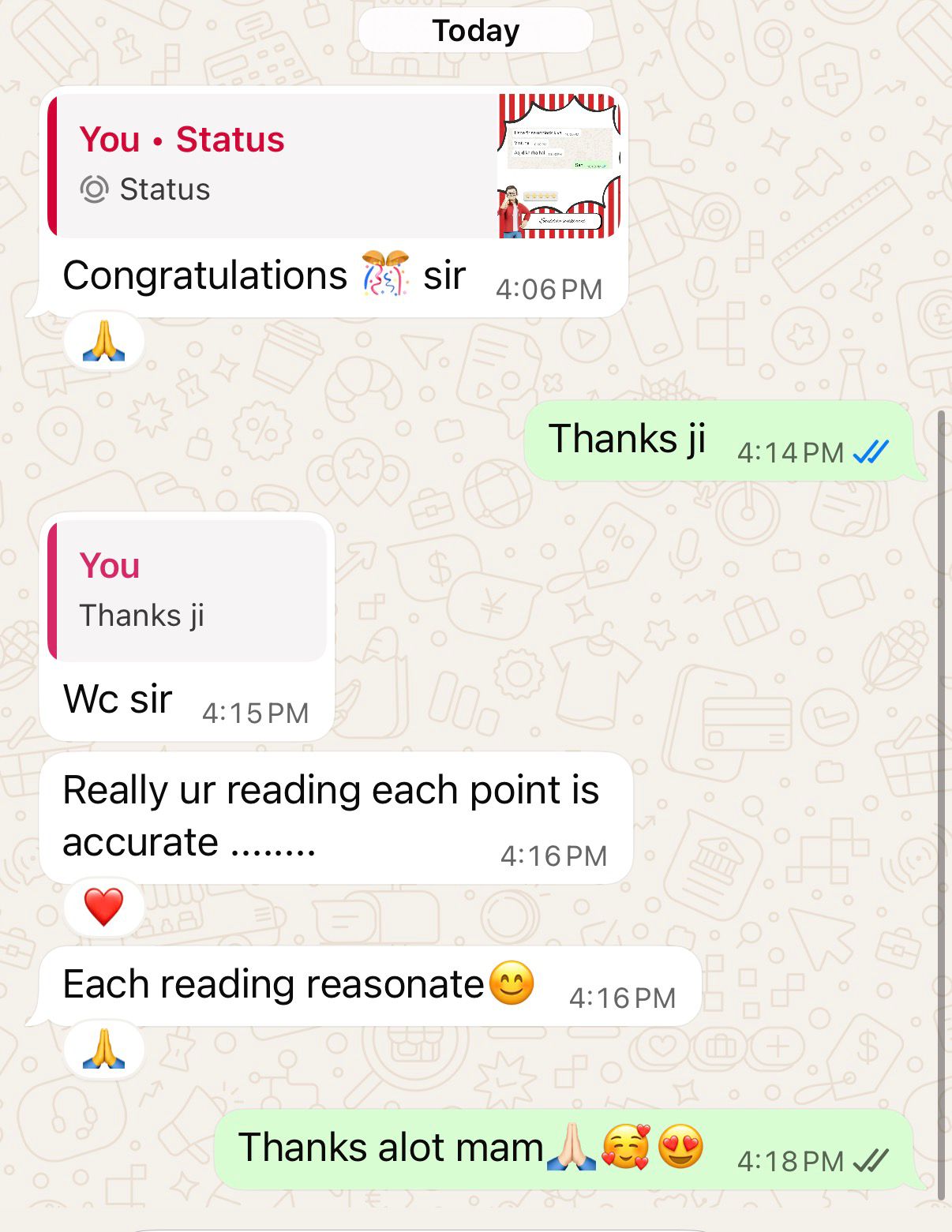 Client confirming tarot reading accuracy